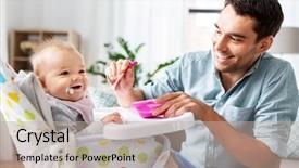  Presentation with baby food - Slide set having calcium - family food eating and people background and a mint green colored foreground