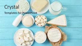  Presentation with calcium - Slides enhanced with calcium - fresh dairy products on wooden background and a arctic colored foreground