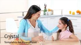  Presentation with healthy breakfast - Beautiful slide set featuring calcium - mother and daughter having healthy backdrop and a lemonade colored foreground
