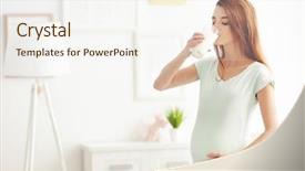  Presentation with calcium - Slides enhanced with calcium - young pregnant woman drinking milk background and a sky blue colored foreground