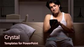  Presentation with night - PPT layouts with calculate - young man calculating expences night background and a wine colored foreground