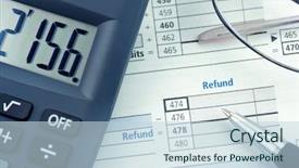  Presentation with tax refund - PPT theme having calculating tax refund background and a lemonade colored foreground