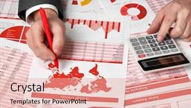  Presentation with automation accounting - Slide set featuring calculation - businessman accountant using calculator background and a lemonade colored foreground