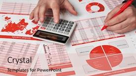  Presentation with get more from your financial reports - PPT layouts having calculation - businessman accountant using calculator background and a lemonade colored foreground