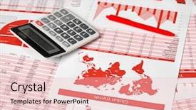  Presentation with business office desk - PPT theme featuring calculation - businessman accountant using calculator background and a lemonade colored foreground