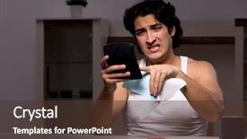  Presentation with night - Amazing slide set having calculation - young man calculating expences night backdrop and a tawny brown colored foreground