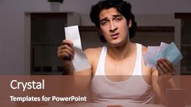  Presentation with night - Presentation design consisting of calculation return - young man calculating expences night background and a  colored foreground