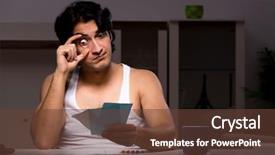  Presentation with harlem night - PPT theme having calculation return - young man calculating expences night background and a  colored foreground