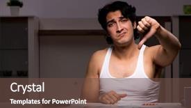  Presentation with young man on the phone - PPT layouts enhanced with calculation return - young man calculating expences night background and a tawny brown colored foreground