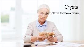  Presentation with business calculator - Theme with calculator and bills counting euro background and a sky blue colored foreground