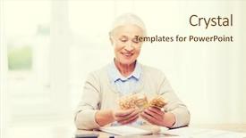  Presentation with health money insurance concept - Slide deck consisting of calculator and bills counting euro background and a cream colored foreground