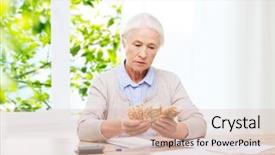  Presentation with people - Slide deck consisting of calculator and bills counting euro background and a soft green colored foreground