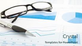  Presentation with business calculator - Colorful presentation theme enhanced with calculator and business items backdrop and a sky blue colored foreground