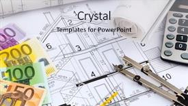  Presentation with blueprint - Presentation theme featuring calculator and euro money background and a lemonade colored foreground