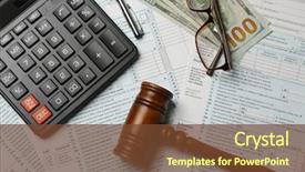  Presentation with judge - Colorful PPT layouts enhanced with calculator and eyeglasses on tax backdrop and a tawny brown colored foreground
