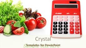  Presentation with calculator - Presentation theme consisting of calculator-and-fresh-vegetables-isolated background and a  colored foreground