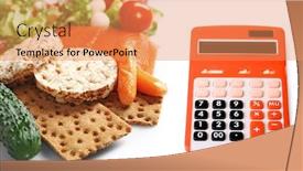  Presentation with white healthy food - PPT layouts with calculator-and-healthy-food-set background and a coral colored foreground