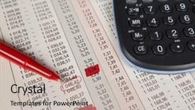  Presentation with financial accounting - Presentation having calculator and office objects accounting background and a soft green colored foreground