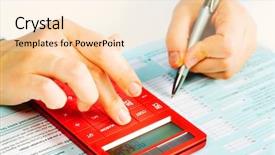  Presentation with cost accounting - Slide set enhanced with calculator and pen accounting background and a lemonade colored foreground