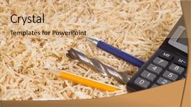  Presentation with cost cut - Amazing presentation theme having calculator and pencil at wooden backdrop and a coral colored foreground