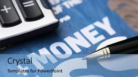  Presentation with newspaper headlines close up - Colorful theme enhanced with calculator and pencil on newspaper backdrop and a light blue colored foreground