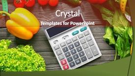  Presentation with healthy food and herb - Cool new PPT theme with calculator and set of healthy backdrop and a tawny brown colored foreground