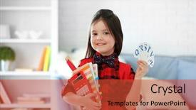  Presentation with calculator - Colorful presentation theme enhanced with calculator and set of plastic backdrop and a red colored foreground