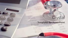  Presentation with health cost - Colorful PPT layouts enhanced with calculator-and-stethoscope-on-financial backdrop and a lemonade colored foreground