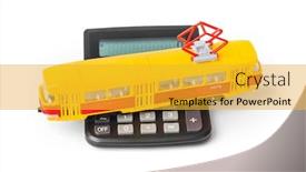  Presentation with tram - Colorful theme enhanced with calculator-and-toy-tram-isolated backdrop and a gold colored foreground
