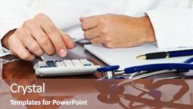  Presentation with cost accounting - Beautiful presentation design featuring calculator calculation of cost backdrop and a tawny brown colored foreground