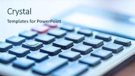  Presentation with financial accounting - Beautiful slides featuring calculator close up making calculation backdrop and a sky blue colored foreground