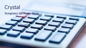  Presentation with financial accounting - Amazing slide deck having calculator close up making calculation backdrop and a sky blue colored foreground