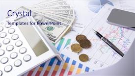  Presentation with financial - Presentation featuring calculator euro - business concept financial close-up background background and a sky blue colored foreground