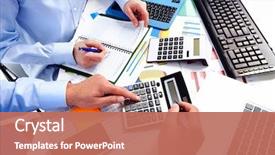  Presentation with business calculator - Slide deck with calculator finance and accounting background and a coral colored foreground