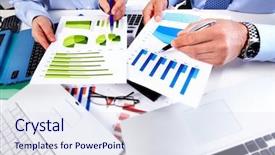  Presentation with business calculator - Slide set featuring calculator finance and accounting background and a sky blue colored foreground