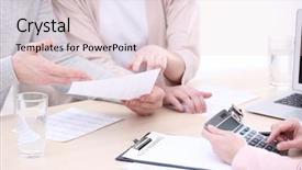  Presentation with insurance agency - Cool new PPT theme with calculator health - young couple signing contract backdrop and a lemonade colored foreground