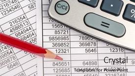  Presentation with sales figures - Theme enhanced with calculator is on a balance background and a light gray colored foreground