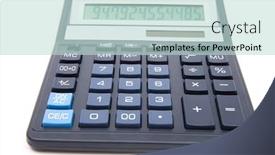  Presentation with numbers - PPT theme featuring calculator-isolated-on-white-background background and a soft green colored foreground