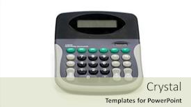  Presentation with calculator - Cool new presentation design with calculator-isolated-on-white backdrop and a soft green colored foreground