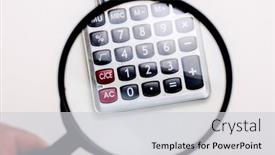  Presentation with numbers - Slide deck featuring calculator-numbers-under-magnifier-loupe background and a light gray colored foreground