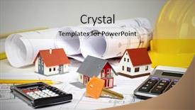  Presentation with architecture construction - Presentation consisting of calculator on the table construction background and a light gray colored foreground