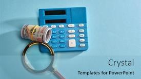  Presentation with money - Presentation theme having calculator-paper-money-roll background and a light blue colored foreground