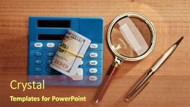  Presentation with money - PPT layouts consisting of calculator-paper-money-roll background and a tawny brown colored foreground