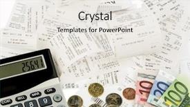  Presentation with inflation - Colorful PPT theme enhanced with calculator receipts and money symbol backdrop and a white colored foreground