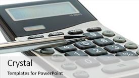  Presentation with accounting budget - Theme enhanced with calculator save on cost background and a white colored foreground