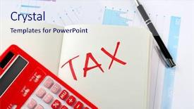  Presentation with calculator - PPT theme enhanced with calculator with notebook and pen background and a sky blue colored foreground