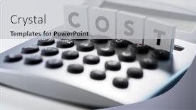  Presentation with cost - Beautiful presentation design featuring calculator-with-the-word-cost backdrop and a light gray colored foreground
