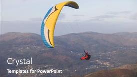  Presentation with paragliding - Presentation theme enhanced with track of train railway station background and a dark gray colored foreground