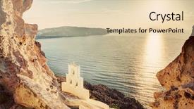  Presentation with volcanic rocks - PPT theme with caldera and aegean sea background and a lemonade colored foreground