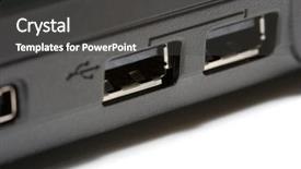  Presentation with port - PPT theme featuring cale - closeup of the usb port background and a dark gray colored foreground